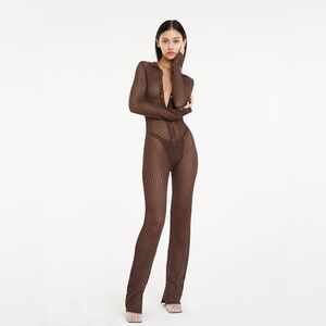 RUVE Adela jumpsuit in chocolate brown size XS